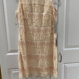 semi formal short dress, light cream color